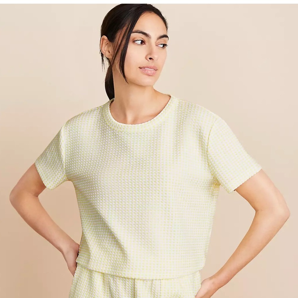 NWOT Yellow Textured Short Sleeve Top from The Loft